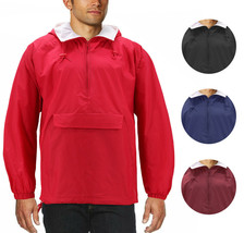 Men's Water Resistant Windbreaker Hooded Half Zip Pullover Rain Jacket - £16.55 GBP