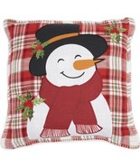 NEW Coterie Studio Snowman in Scarf Cotton Plaid 20&quot; x 20&quot; Decorative Pi... - €17,76 EUR