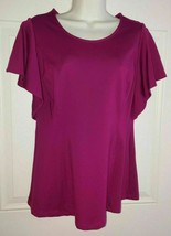 H by Halston Cap Flutter Sleeve Raspberry Purple Tunic Top Blouse Size XS - £9.83 GBP