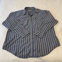 Ely Cattleman Mens XXL Western Pearl Snap Shirt Black Gold Blue Striped - £10.29 GBP