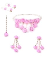 Jewellery-Floret Gota Patti Necklace,Earrings,Bracelet,MaangTika-HALDI &amp; MEHANDI - £18.19 GBP