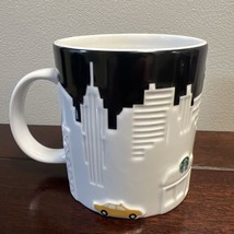 Starbucks 2012 New York City 16 Oz Coffee Mug Yellow Taxi Skyline 3D Embossed - $29.69