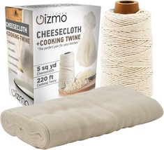 Cheesecloth and Cooking Twine - 100% Unbleached Cotton 5 Yards - 220 Ft Twine - £11.53 GBP