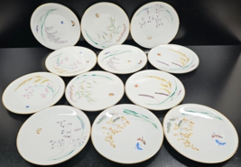 (12) Heinrich H &amp;C Sommer Bread Plate Mix Set Vintage Butterfly Gold Germany Lot - £114.41 GBP