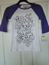 Girls Mudd Color-Me-Tee Medium 10/12 4 Washable Markers BNWT Rt $28 White Purple - £9.72 GBP