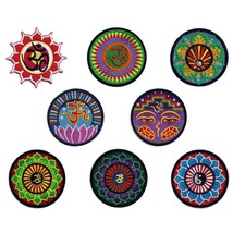OHM LOTUS IRON ON PATCH 3&quot; Yin Yang Aum Om Hippie Yoga Hindu Peace Embro... - $4.95