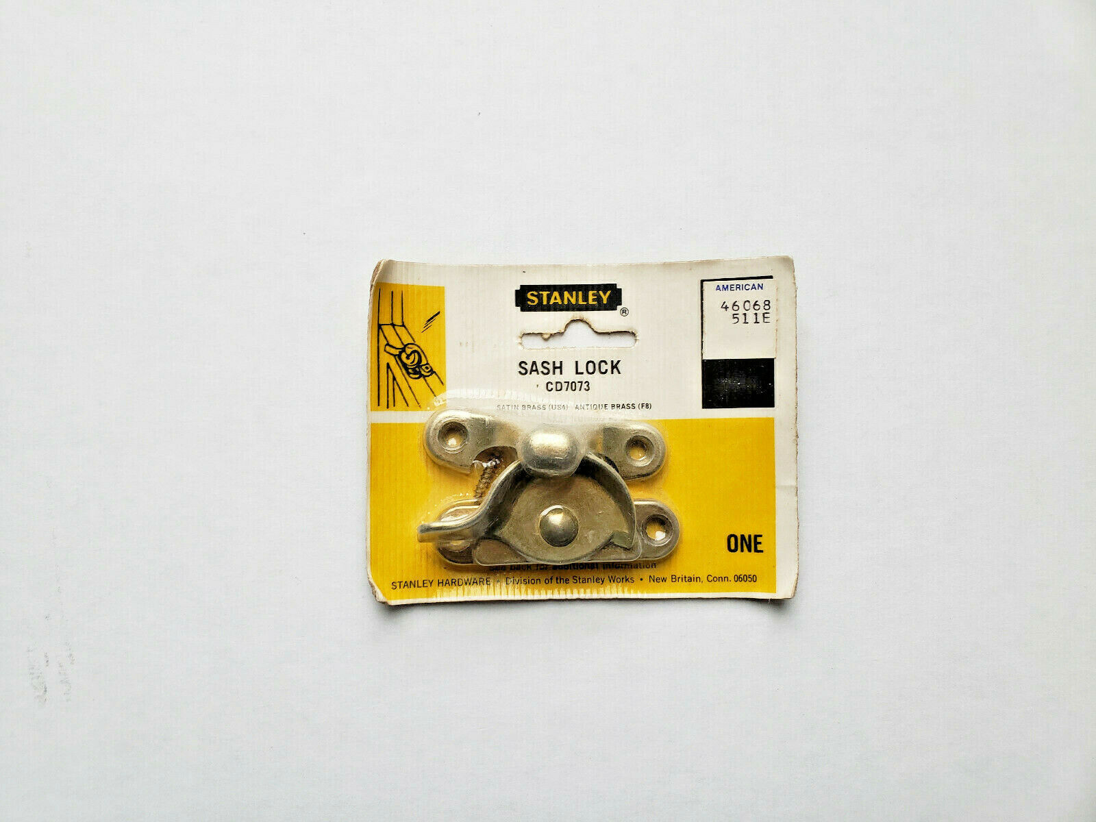 Stanley: Vintage Satin Brass Antique Brass US4 (F8) Sash Lock Keeper Kit... - $11.95