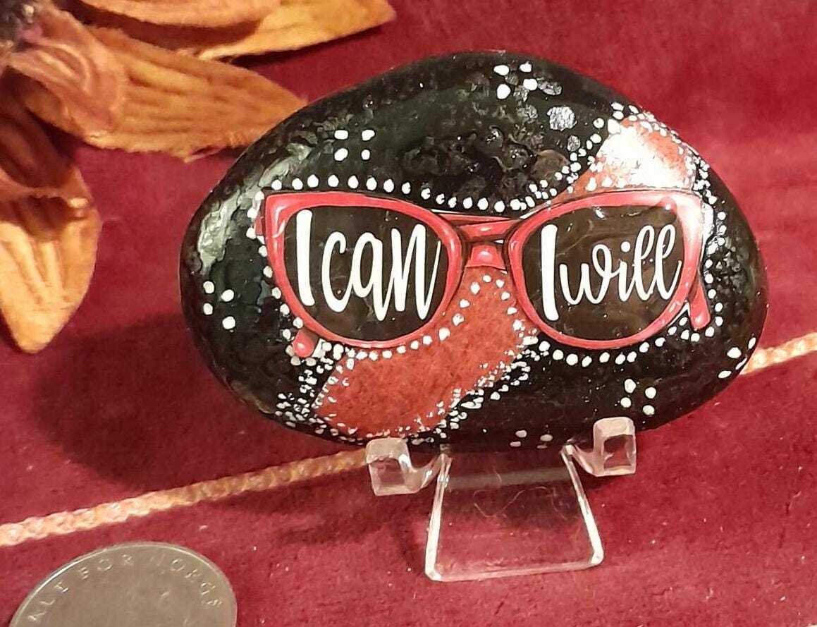 I Can, I Will Mixed Media ROCK Empowerment Positive Thinking Decor Gifts... - $5.65