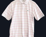 Lacoste Vintage Mens Polo Shirt Mens 6 White Pink Stripe Made In France - £27.75 GBP