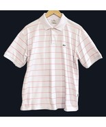Lacoste Vintage Mens Polo Shirt Mens 6 White Pink Stripe Made In France - £27.66 GBP