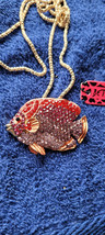 New Betsey Johnson Necklace Fish Pink Rhinestone Tropical Beach Collecti... - $14.99