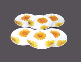 Six Johnson Brothers orange Chrysanthemum flower-power salad plates. - £87.72 GBP