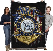 Pcw - Us Navy Strong Blanket - Gift Military Tapestry Throw Woven From Cotton - - £58.19 GBP