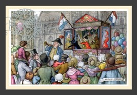 Punch + Judy Puppet Show * Dutch Baroque * English Village ANTON PIECK Art Print - £41.58 GBP