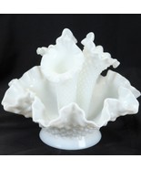 Fenton Horn Epergne French White Hobnail Milk Glass 6.5&quot; Tall x 8.5&quot; Wide - £59.34 GBP