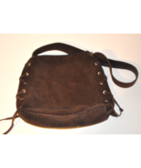 Y2K Brown Suede Shoulder Bag American Eagle Outfitters Lace-up Sides Zip... - £13.66 GBP