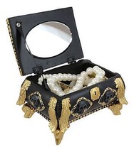 5&quot;L Nautical Sea Pirate Black And Gold Skull Small Treasure Chest Decorative Box - £26.36 GBP