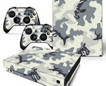 For Xbox One X Console &amp; 2 Controllers White Camo Vinyl Skin Decal  - £10.94 GBP