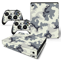 For Xbox One X Console &amp; 2 Controllers White Camo Vinyl Skin Decal  - £10.96 GBP