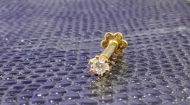 2.2mm Diamante Auténtico Nariz Labios Piercing Tornillo Tuerca Anillo Pin 18k - £54.72 GBP