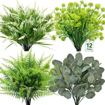 12 Bundles Fake Plants Artificial Plants Outdoor Uv Resistant Faux Bosto... - $33.92