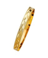 Genuine 14k Yellow Gold Ladies 8mm Diamond-cut Leaf Bangle Bracelet 7&quot; o... - $1,235.00+