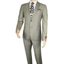 Men Suit BERLUSCONI Turkey Italian Wool 180's Glenn Plaid K167-06 Black White image 3