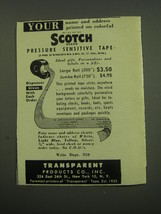 1949 Transparent Products Co. Ad - Your name and address printed on Scotch Tape  - £14.77 GBP