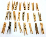 24 Ct TWO Dozen Vintage Primitive Wood Clothes Pins Wire Spring Mixed Pa... - $6.20