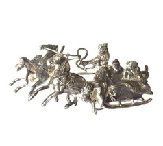 Brooch Imperial Troika Antique 84 Silver Jewelry 1800s 3horses Sleigh - £550.63 GBP
