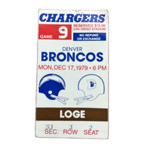 Denver Broncos at San Diego Chargers 12-17-1979 NFL ticket Dan Fouts - £23.72 GBP