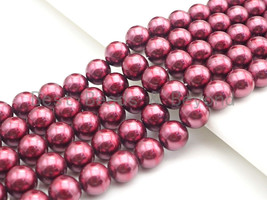 Natural Mother of Pearl Maroon Round Smooth beads, 8mm/10mm/12mm Maroon MOP - £4.69 GBP+