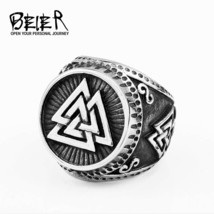 BEIER Norse viking design Vintage talisman stainless steel ring Nordic 316l stee - £8.62 GBP