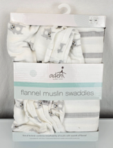 Aden + Anais Baby Blanket White Gray Stripe Bunny Rabbit Flannel Muslin 44x44 - £46.70 GBP