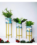 Hand Painted Metal Floor Flower Stands Planter Stand with Planter Pot -(... - $75.00