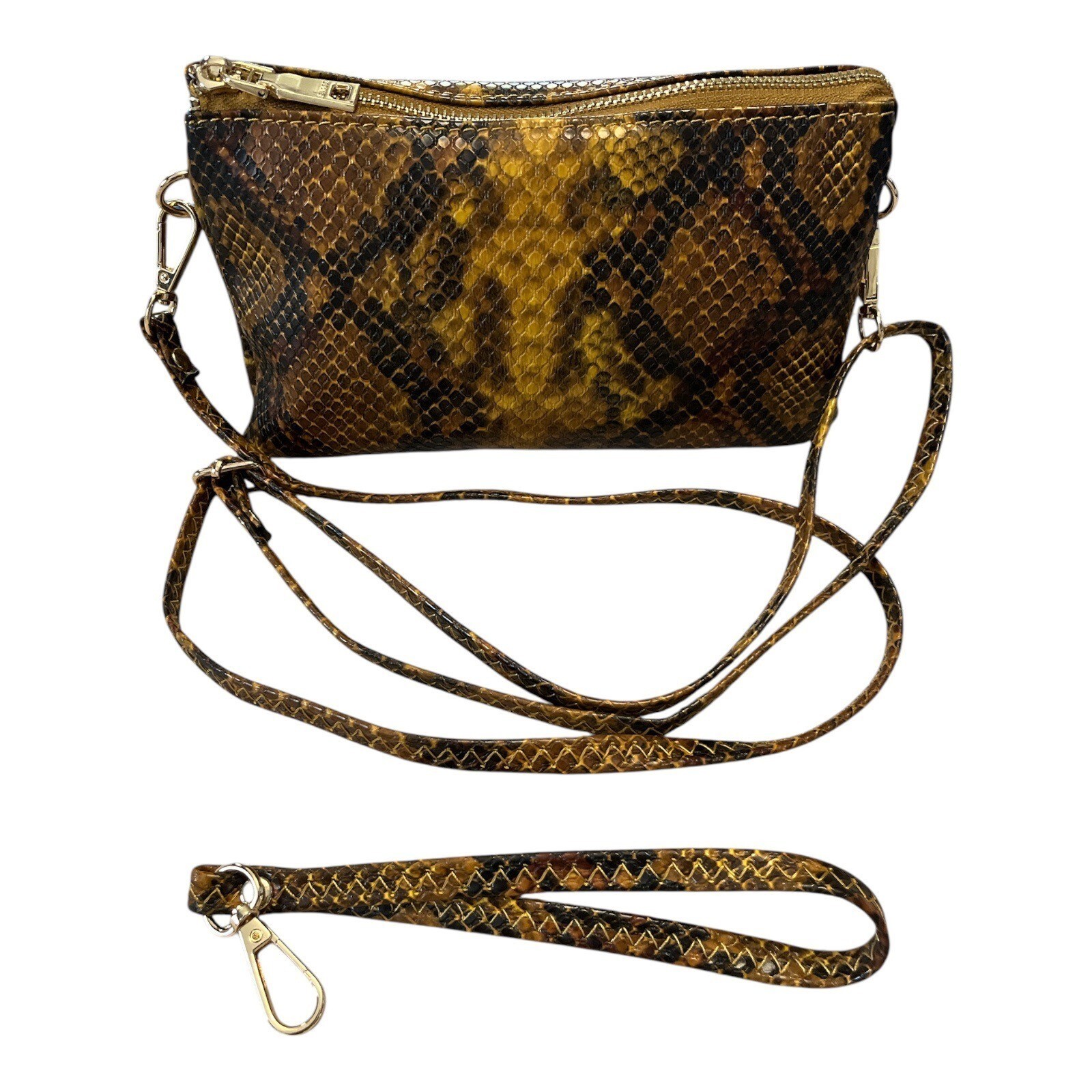 Jenn &amp; Co. Snake Print Faux Leather Crossbody Bag With Removable Strap - £18.83 GBP