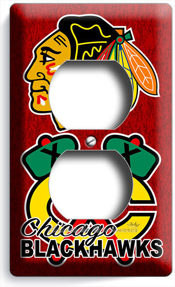 CHICAGO BLACKHAWKS HOCKEY DUPLEX OUTLET WALL PLATE GAME BOY ROOM MAN CAVE GARAGE