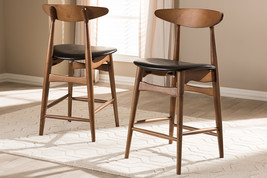 Elara Black Faux Leather Upholstered Walnut Finished Counter Stool (Set ... - $250.00