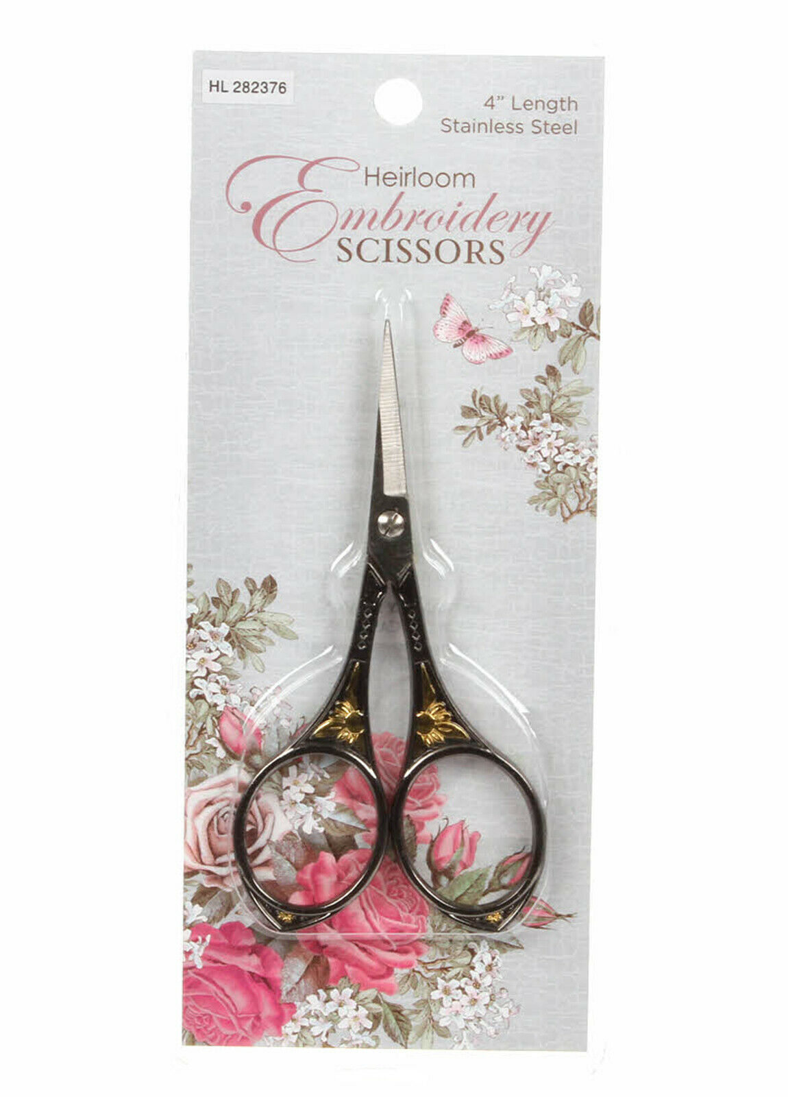 Sullivans 4 Inch Gunmetal/Gold Round Handle Heirloom Embroidery Scissors 38207 - $22.46