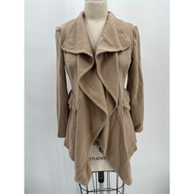 St John Open Front Shawl Collar Cardigan Sweater Sz 12 Tan Waterfall Jacket - £39.05 GBP