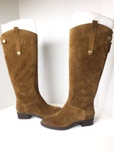 Sam Edelman Penny Tan Caramel Brown Suede Leather Tall High Riding Boots Size 6 - $90.08