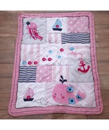 Lambs &amp; Ivy Splish Splash baby quilt blanket Ocean life whale pink sailb... - $43.61 CAD
