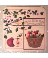 4 Longaberger Basket Coasters SHARE THE BOUNTY OF THE SEASON Country App... - £11.00 GBP