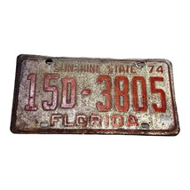 Vintage 1974 Florida Sunshine State Collectible License Plate Distressed Tag  - £14.66 GBP