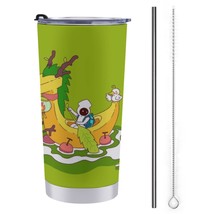 Mondxflaur Cartoon Funny Steel Thermal Mug Thermos with Straw for Coffee - $20.98