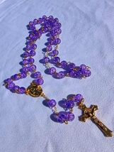 Amethyst Light – 8mm Crackle Purple Glass Rosary with Gold Crucifix A24 - $29.69