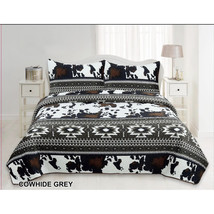 Aztec &amp; Cow Print Southwestern Bedding Set   Velvet Bedspread Oversized ... - $83.50+