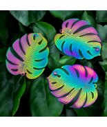 5 pcs Monstera Leaf Flat Thin Stamping Pendants Colorful Rainbow Ion Fin... - £10.81 GBP