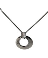 Trifari  Serpentine 20&quot; Silver Tone Chain Necklace Statement Circle Pend... - $12.08 CAD