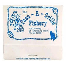 Pass A Grille Fishery Restaurant Vintage Matchbook St Petersburg Unstruck E77R1 - £15.79 GBP